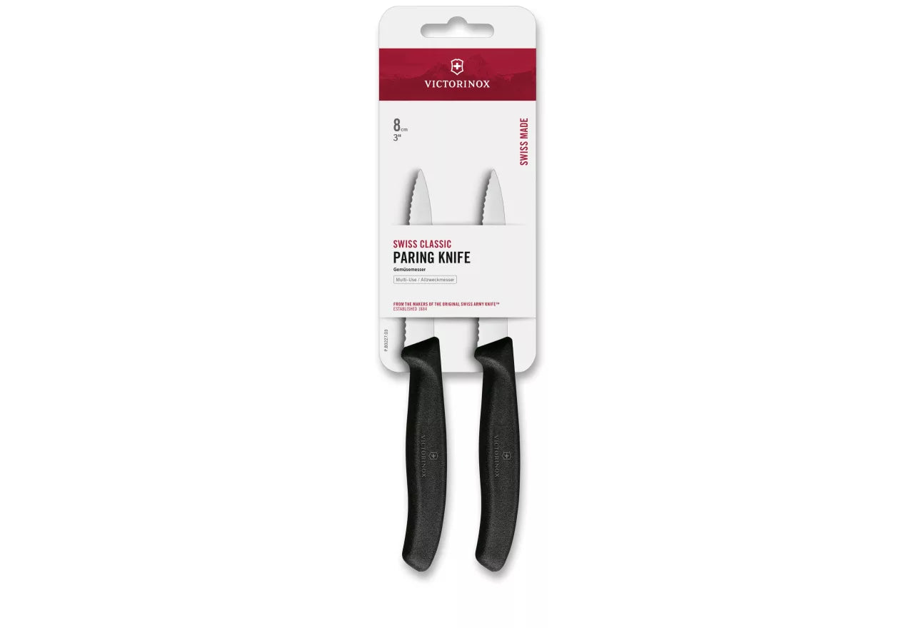 Swiss Classic Serrated Paring Knife Set, 2 Pieces – Black
