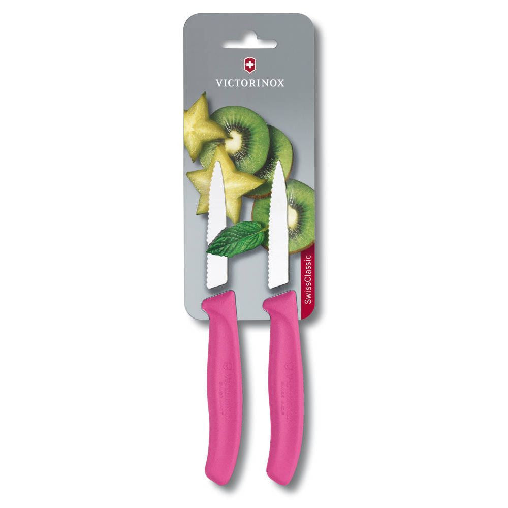 Swiss Classic Vegetable Knife Serrated Pointed Pink 8 cm