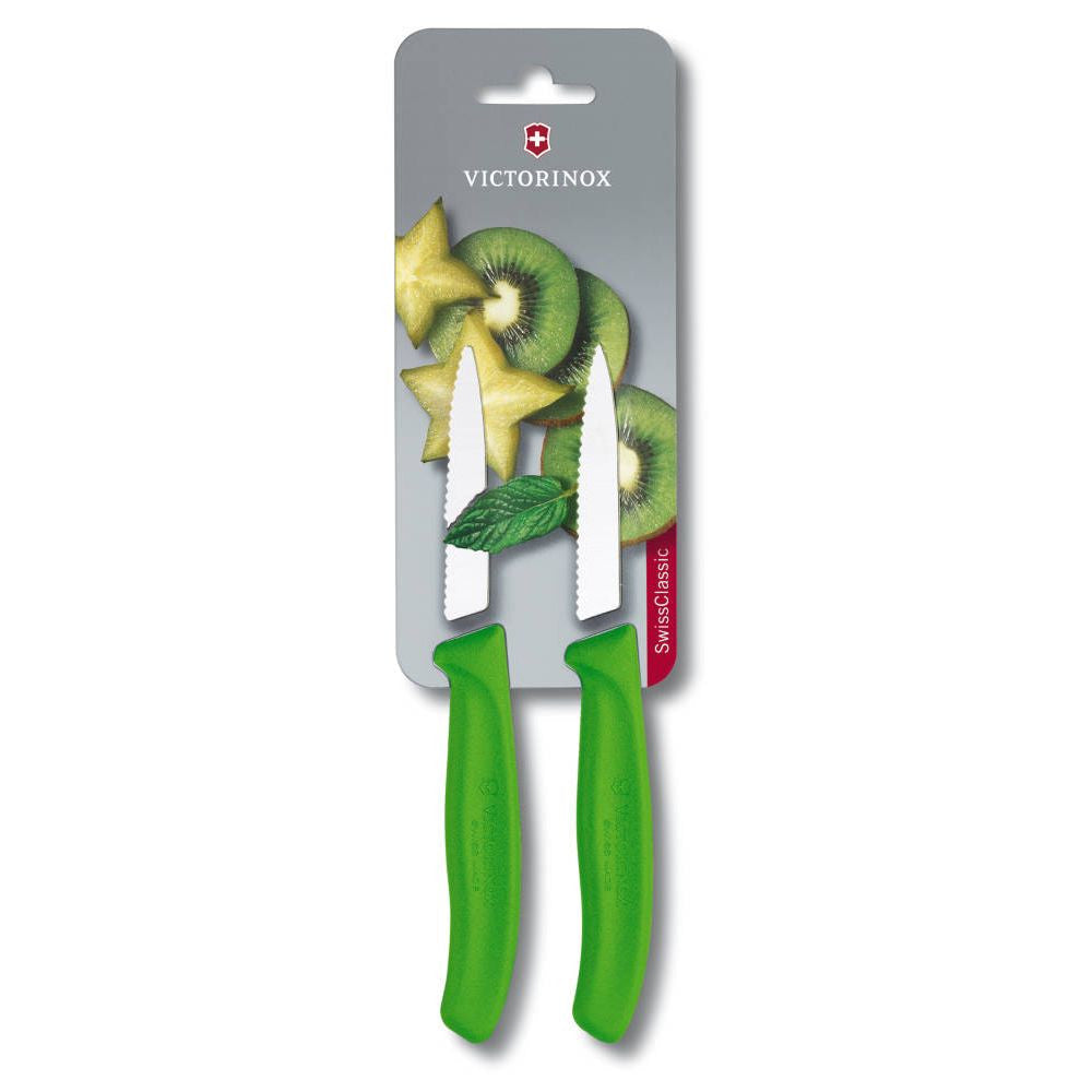 Swiss Classic Vegetable Knife Serrated Pointed Green 8 cm